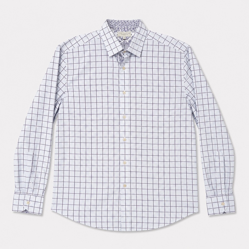 Ted Baker Endurance Mens 15.5 32/33 Blue Purple Check Dress Shirt Cotton